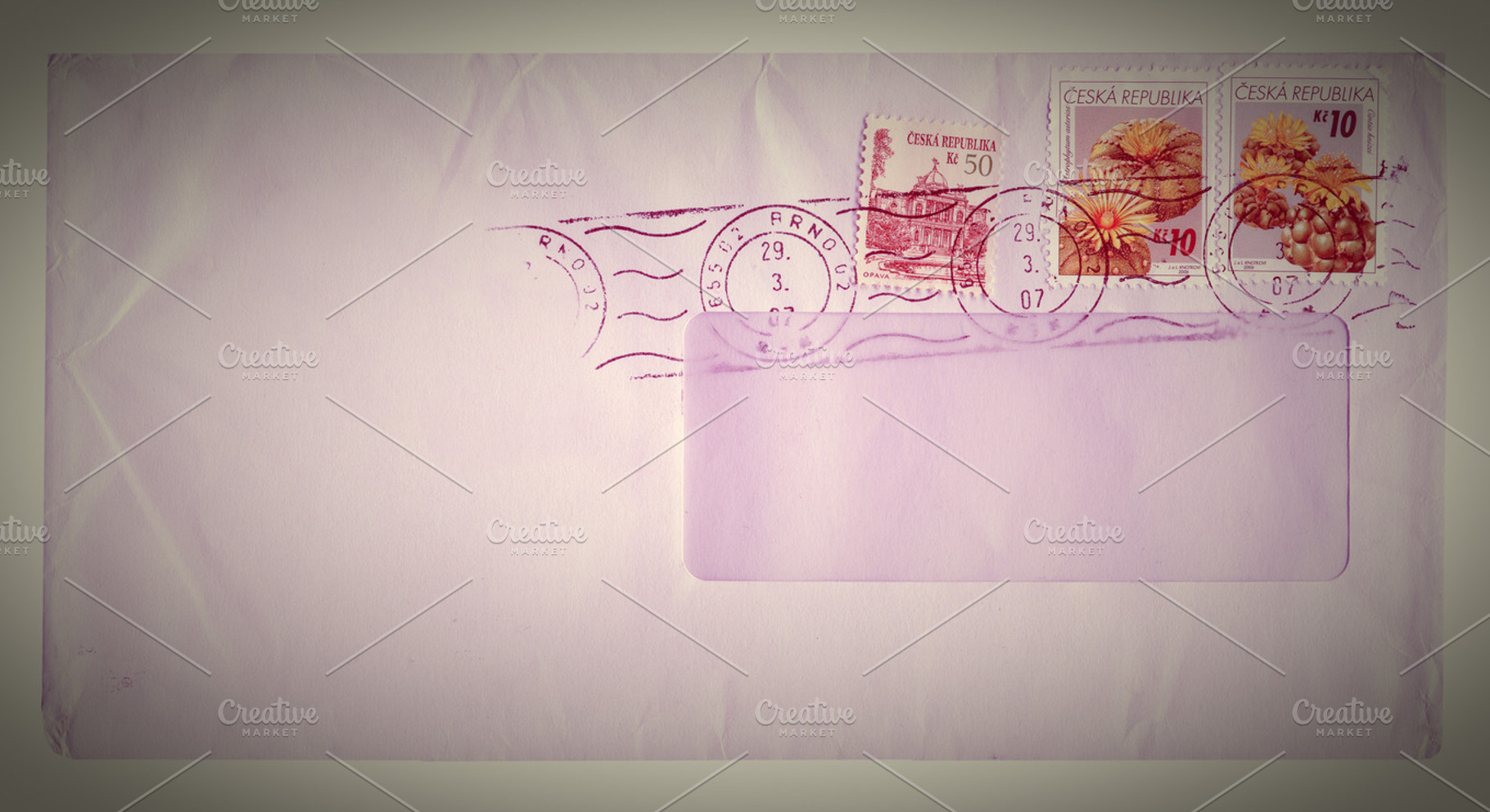 Retro look letter envelope featuring vintage, retro, and old