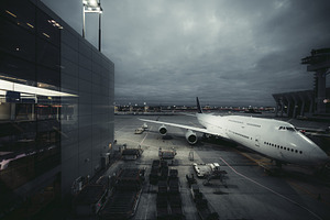 Jumbo Jet Beneath Stormy Sky, a Transportation Photo by SkyNext