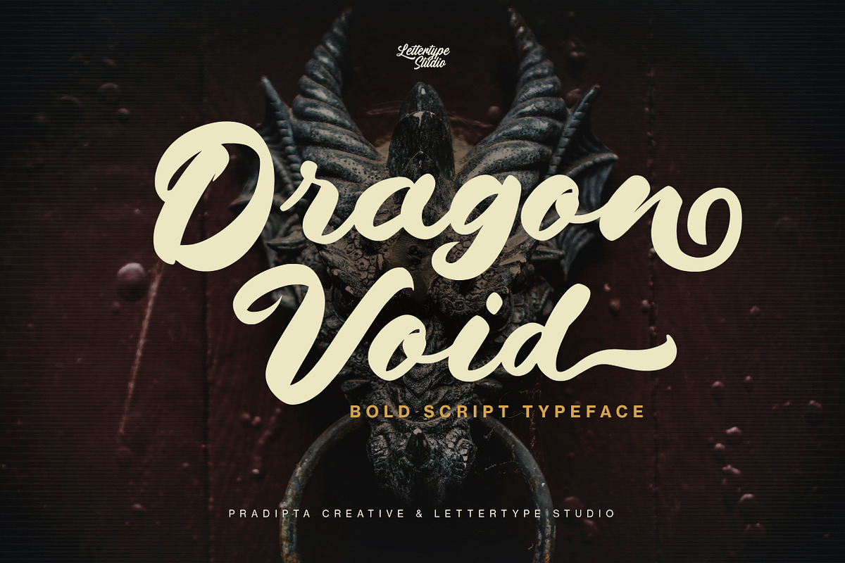 Dragonvoid a Bold & Retro Script, a Script Font by Lettertype Studio (Photo 1 of 17)