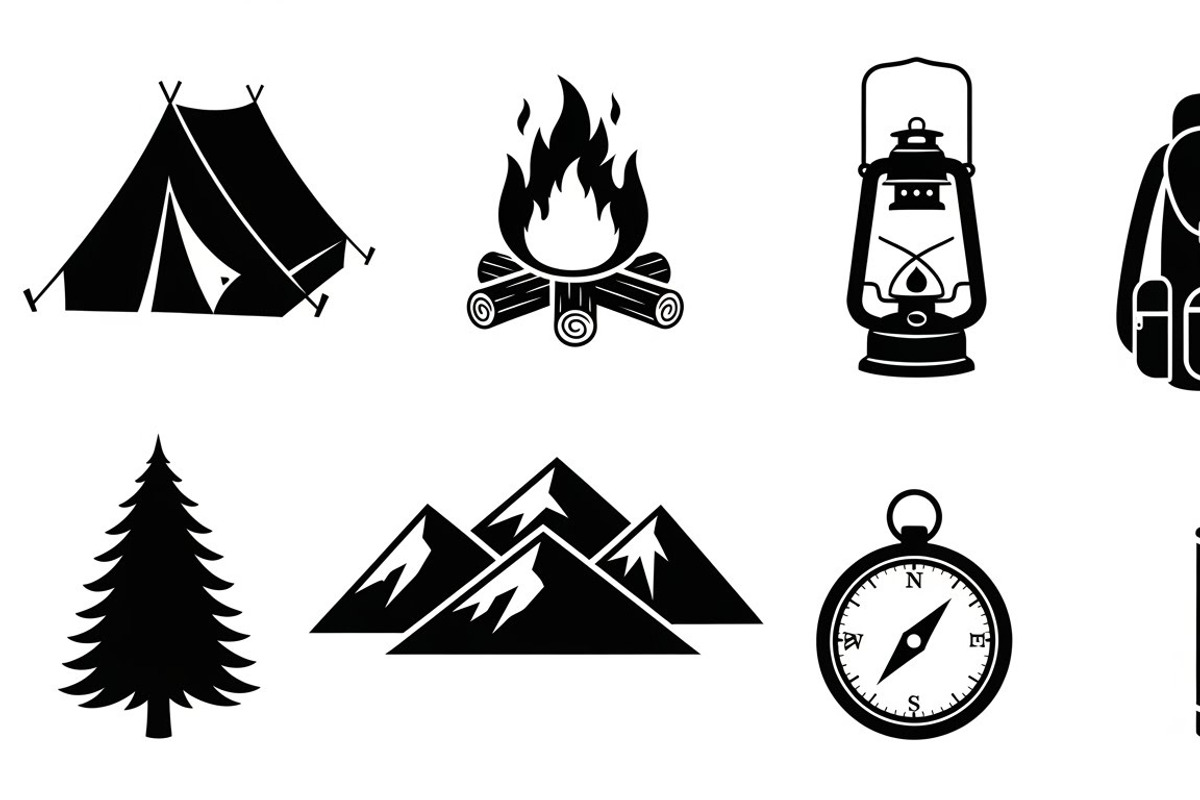 Camping Adventure Silhouette Icon, an Illustration by Artivon (Photo 10 of 51)