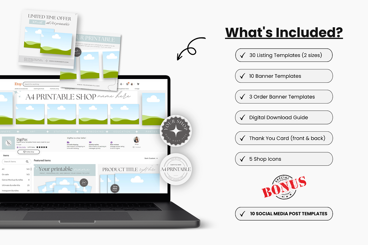 Etsy Digital Shop Templates Bundle, a Design Template by DigiPax (Photo 2 of 10)