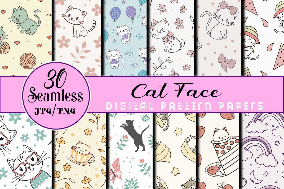 Cat Face Digital Papers  Background, an Arts & Entertainment Photo by Wow Magic (Photo 2 of 2)