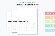 2027 Calendar Template Psd Canva, a Poster Template by DesignStudioTeti (Thumbnail 1 of 9)