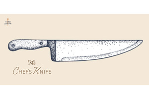 Butcher Knife. Hand drawn sketch