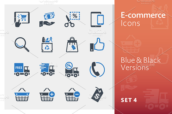 E Commerce Icons Set 4 Blue Series