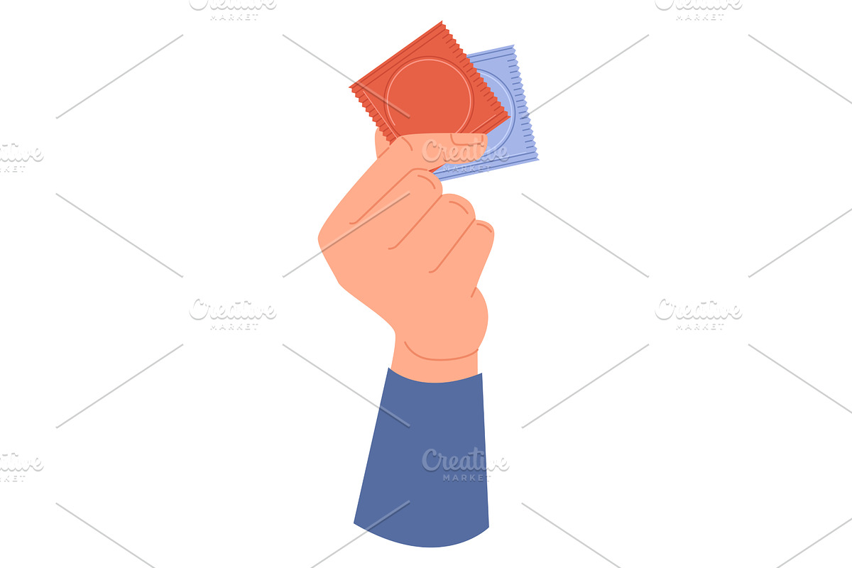 Mans hand holds couple of colorful, a Person Illustration by Vectorbuum