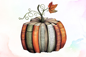 Fall Book Pumpkin Halloween Teacher, an Illustration by Sublimation Artist