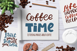 Coffee hand drawn lettering set