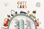 Cute Cars Clipart & Patterns, an Animal Illustration by AlekseliArt (Thumbnail 1 of 14)
