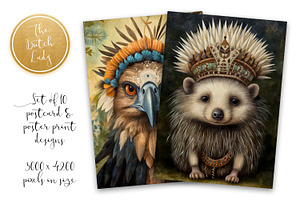 Boho Prairie Animal Postcards