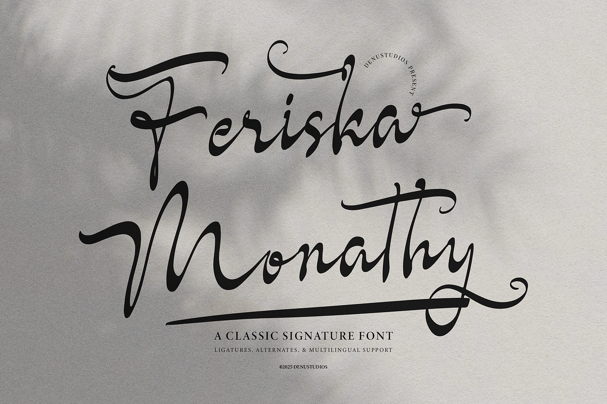 Feriska Monathy | Classic Signature, a Script Font by Denustudios (Photo 1 of 13)