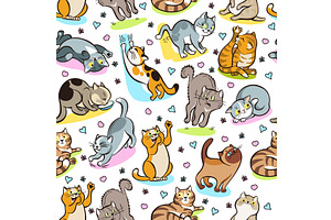 Funny cats seamless pattern. Pets, an Animal Illustration by Vectorbuum