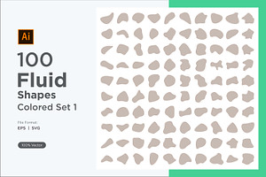 Blobs Fluid Shape Colored 100 Set V1, an Object Graphic by shahsoft