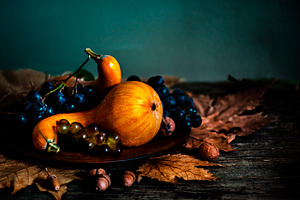 Thanksgiving autumn fruit still life, a Holiday Photo by hitdelight