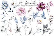 SALE! Watercolor pink & blue flowers, an Illustration by Larisa Maslova (Thumbnail 7 of 11)