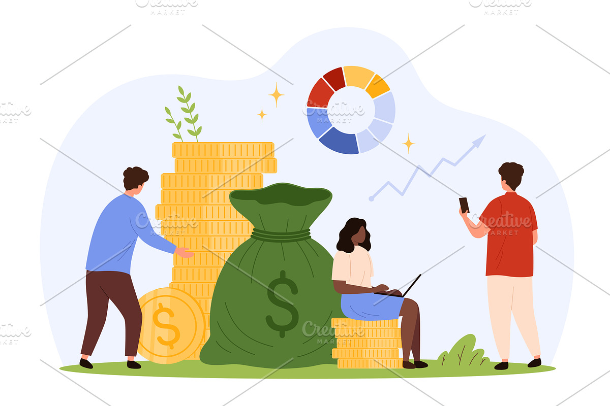 Money Growth & Investments strategy, a Finance Illustration by Flashvector