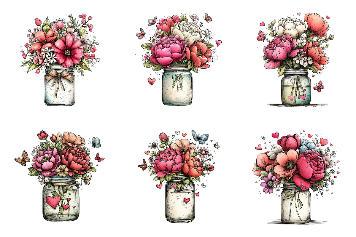 Whimsical flowers spring clipart, an Illustration by SinaCreation (Photo 4 of 11)