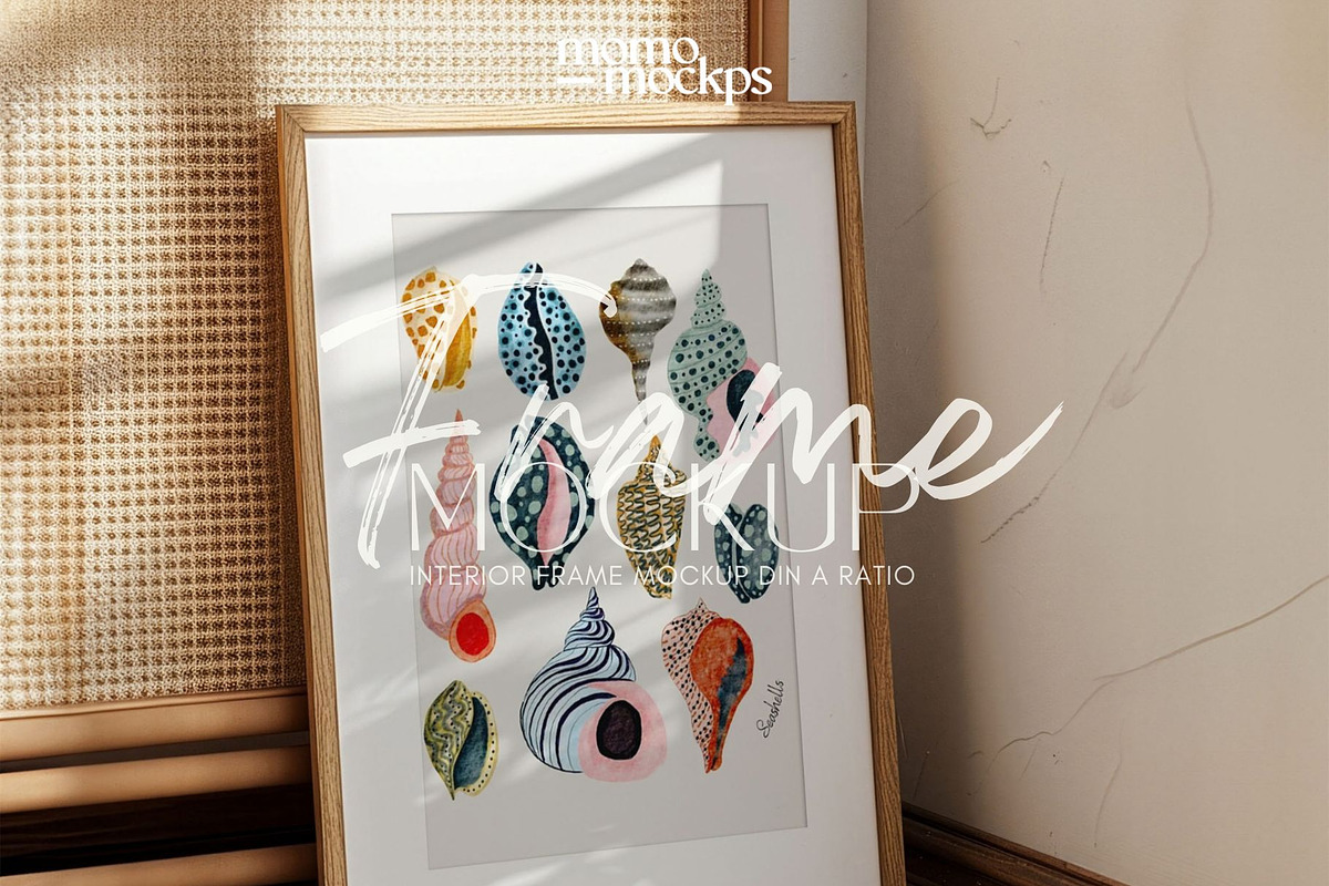 Retro Frame Mockup Leaning Poster, a Household Mockup by momomockps (Photo 6 of 9)