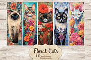 Floral Cats Bookmarks Pets Printable, an Animal Illustration by GlamArtZhanna (Thumbnail 1 of 3)