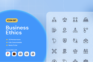 Business Ethics Icon Set, an Outline Icon by Nathaya Studio