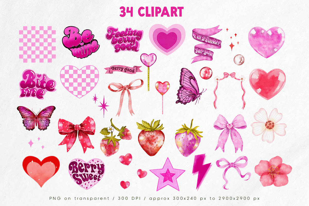 Pink Valentine watercolor collection, an Object Illustration by Yelloo Fish (Photo 2 of 13)