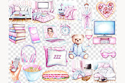 Cozy Pajama Party Clipart Set, a Healthcare Illustration by GlamArtZhanna (Thumbnail 6 of 8)