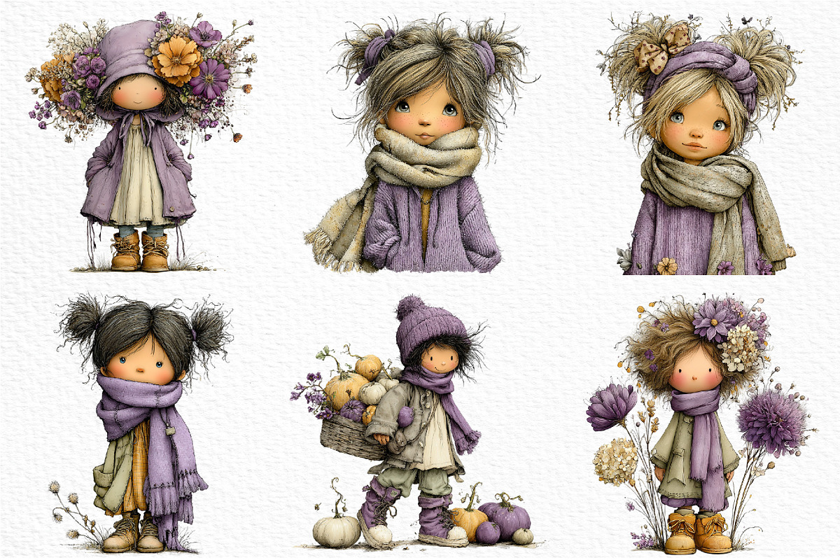 Whimsical Cottagecore Autumn Girls, a Seasonal Illustration by Craft Nest (Photo 5 of 6)