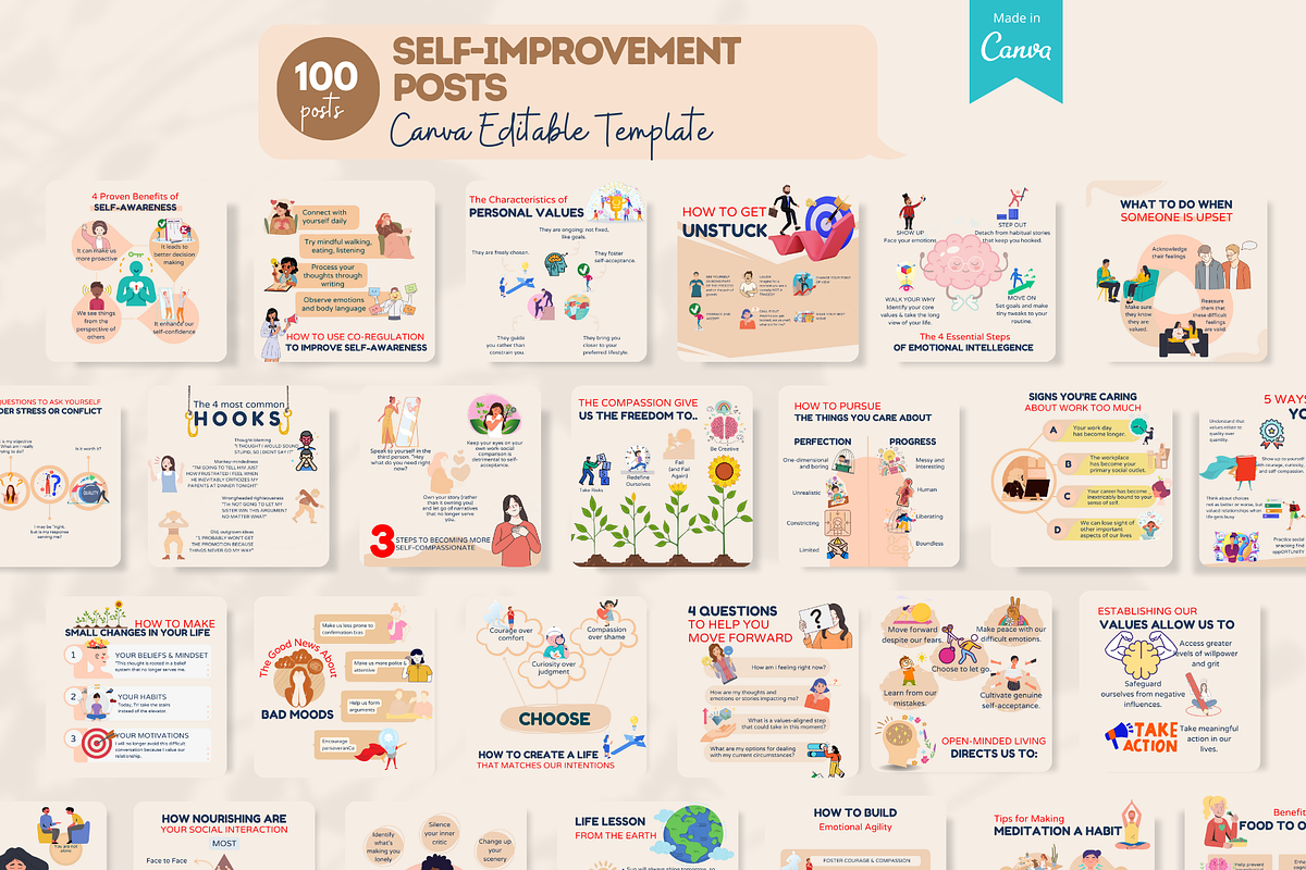 150 Self Improvement Templates, a Social Media Template by Viral Content Design (Photo 3 of 9)