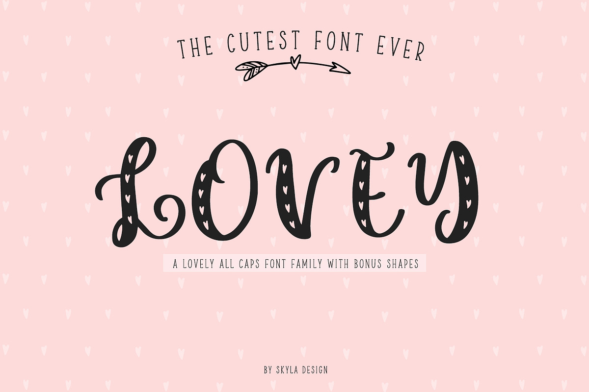 Cute heart font family Lovey