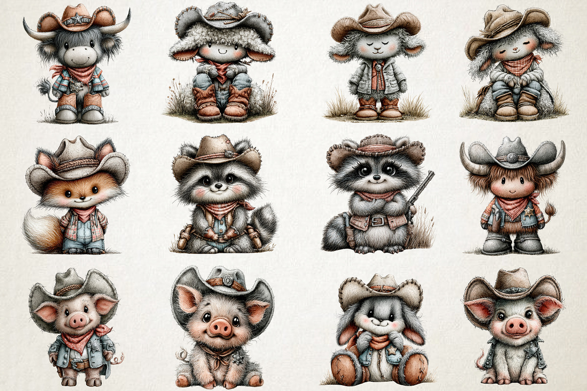 Whimsical Western Animals Clipart, a Seasonal Illustration by RobertsArt (Photo 4 of 7)