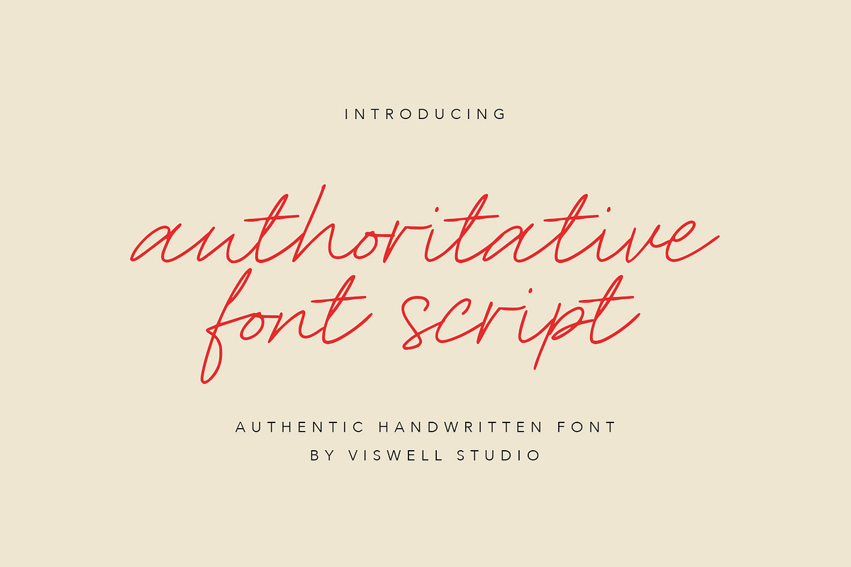 Authoritative - Handwritten Script, a Script Font by Viswell (Photo 1 of 8)