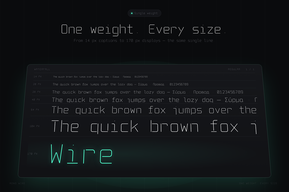 Mono Wire - Minimal Monospace Type, a Sans Serif Font by HipFonts (Photo 15 of 26)