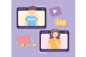 people video chatting, a Person Illustration by studiogstock