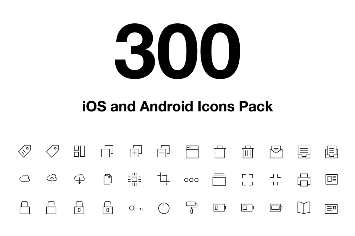 300 iOS and Android Vector Icons, an Outline Icon by Creative Stall