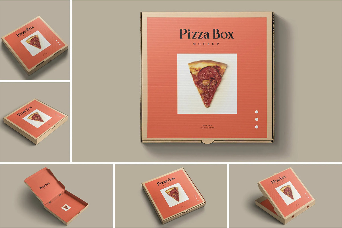 Pizza Box mockup - Luxury Edition, a Packaging Mockup by megostudi0 (Photo 1 of 8)