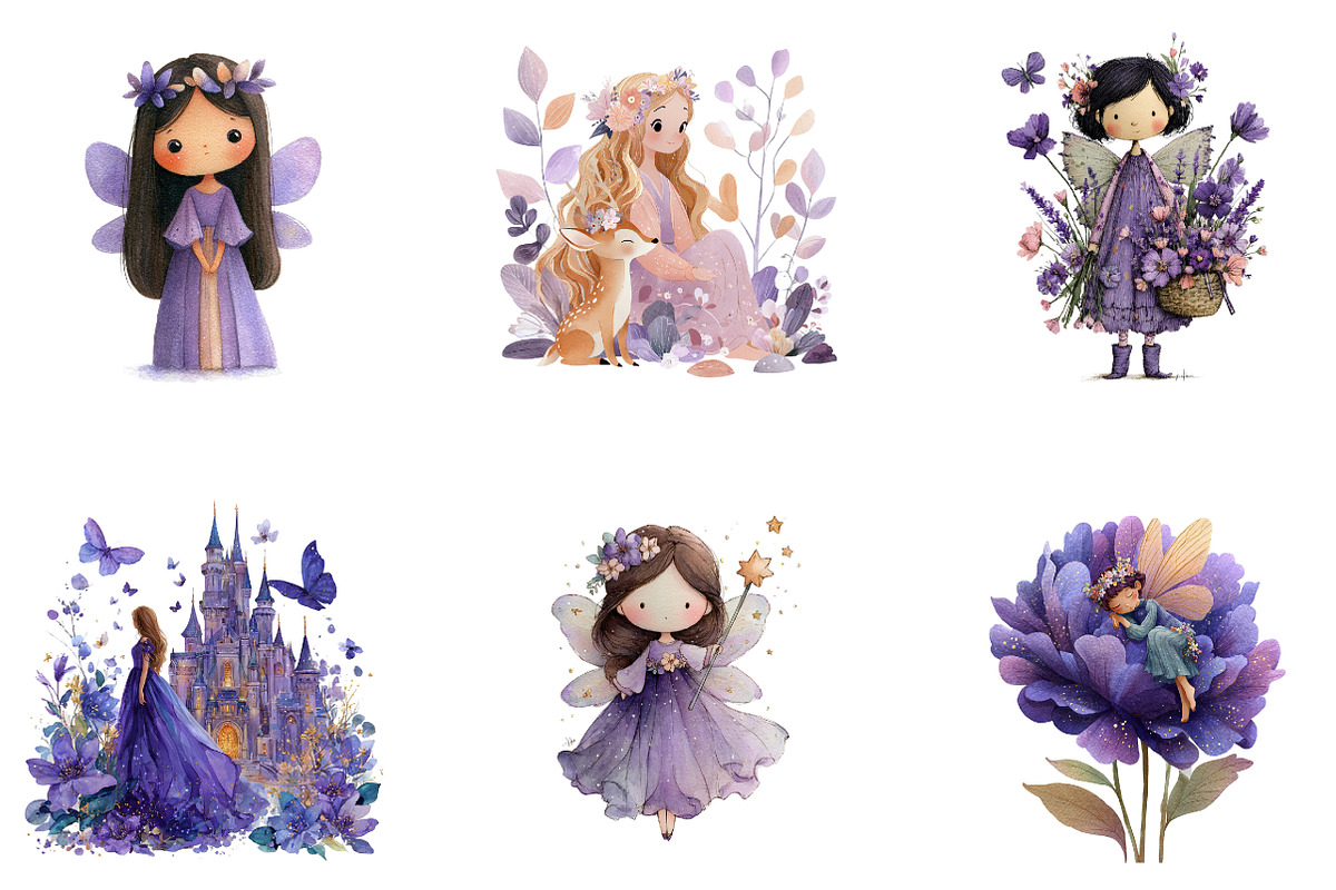 Purple Fairy Clipart, a Seasonal Illustration by CreationArt (Photo 4 of 4)