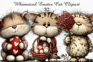 Whimsical Easter Cat Clipart PNG, an Illustration by Craft Nest