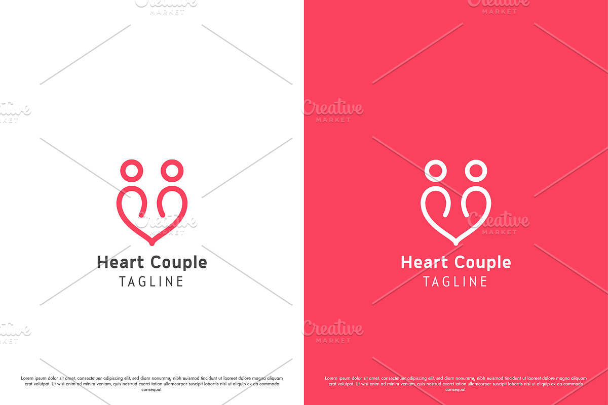 Couple Heart Logo Design Icon Vector, a Branding & Logo Template by Morvana Crew
