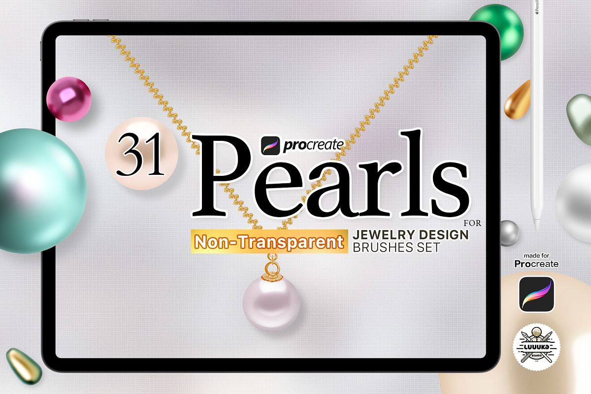 31 Procreate Pearls brashes set, a Brush Add-On by Luuuka studio (Photo 1 of 7)