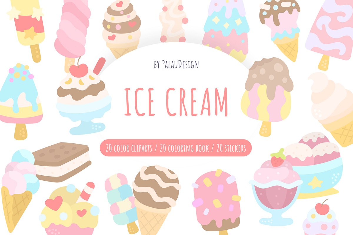 Pastel Ice Cream Clipart, a Food Illustration by Palau (Photo 1 of 10)