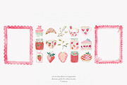 strawberry watercolor clipart set, a Decorative Illustration by Patishop Art (Thumbnail 6 of 6)