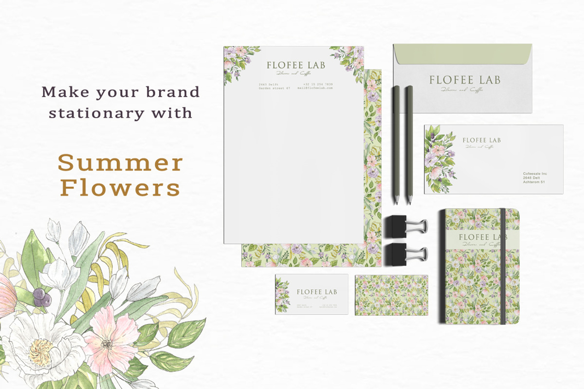 Summer Flowers - Watercolor Set, an Illustration by OlgaSerbun (Photo 3 of 8)