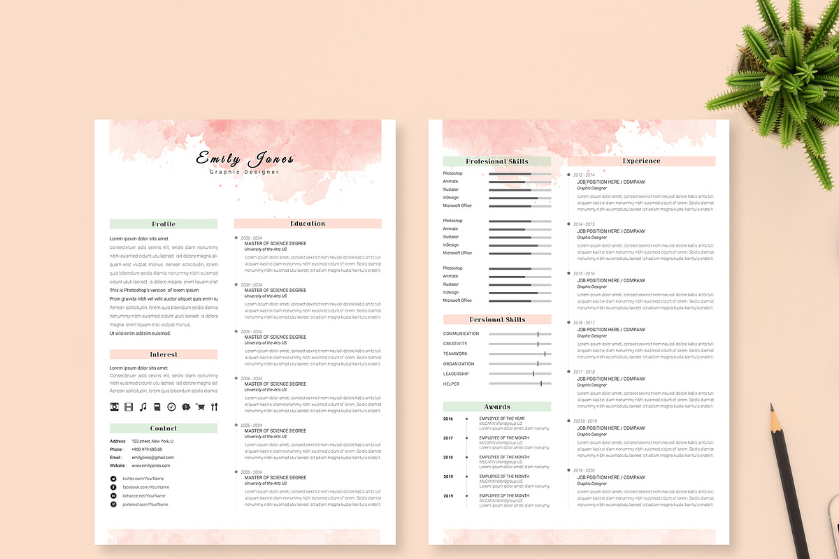 2 Page Resume & CoverLetter Template, a Resume Template by Showy68 Template (Photo 2 of 6)