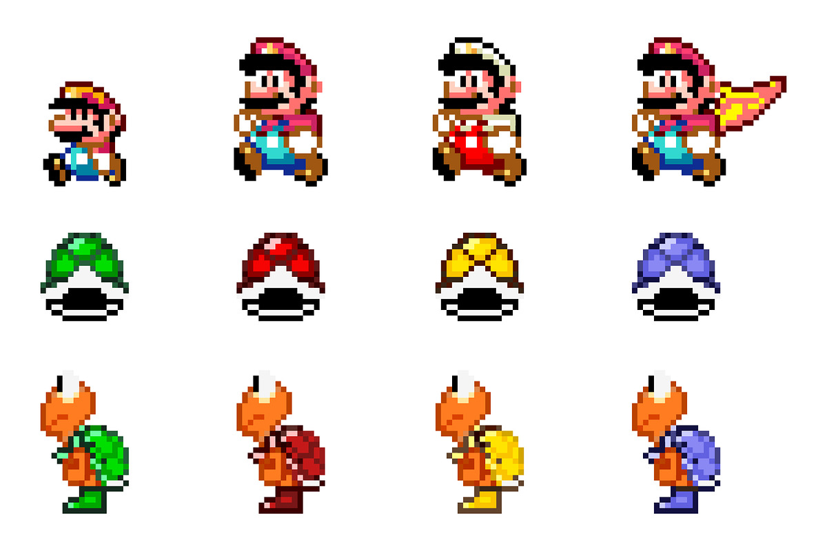 Mega set pixel Mario icons, an Object Illustration by MarkoBabii
