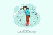 Woman Hugging Herself Mental Health, a Person Illustration by Partikusi Design (Thumbnail 2 of 3)