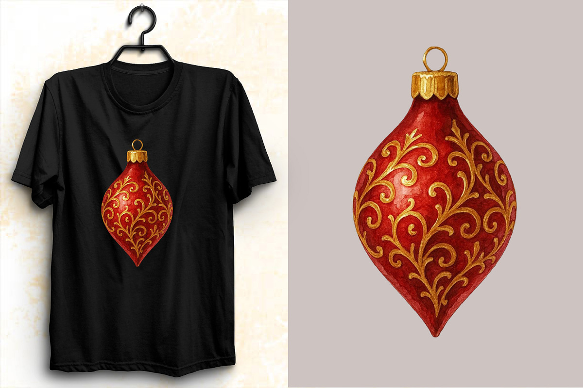 Red Gold Christmas Ornaments Clipart, an Illustration by SVGArt (Photo 6 of 8)