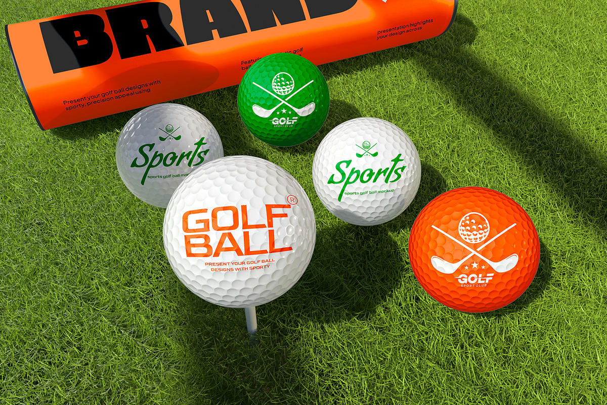 Sports Golf Ball Mockup, a Merchandise Mockup by Permadi Creative (Photo 2 of 5)