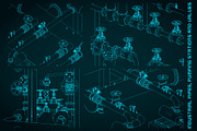 Industrial pipes and valves Set, an Illustration by Blacklight (Thumbnail 5 of 6)