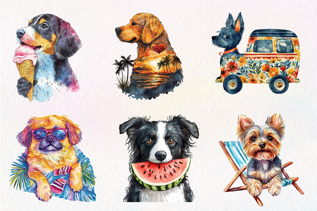 Dog Silhouette Love Summer Clipart, an Illustration by CreationArt (Photo 7 of 9)