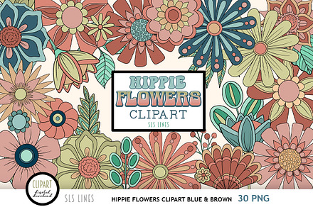 Hippie Flowers Clipart PNG